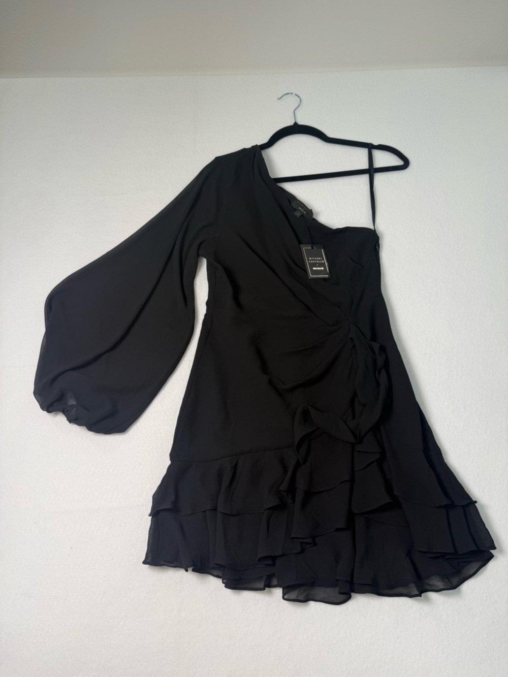 One-Shoulder Black Ruffle Dress - Picture 4 of 7